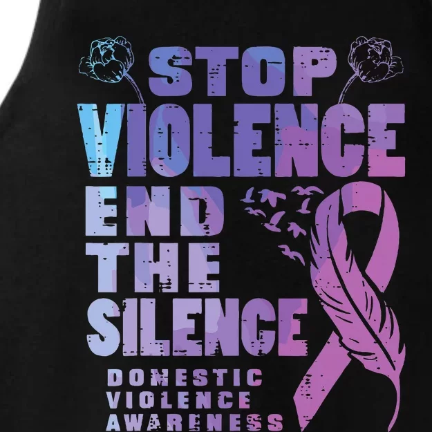 Stop Domestic Violence End Silence Awareness Ladies Tri-Blend Wicking Tank