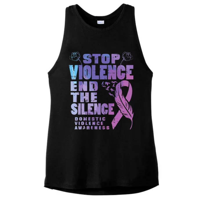 Stop Domestic Violence End Silence Awareness Ladies Tri-Blend Wicking Tank