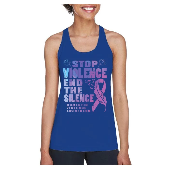 Stop Domestic Violence End Silence Awareness Women's Racerback Tank