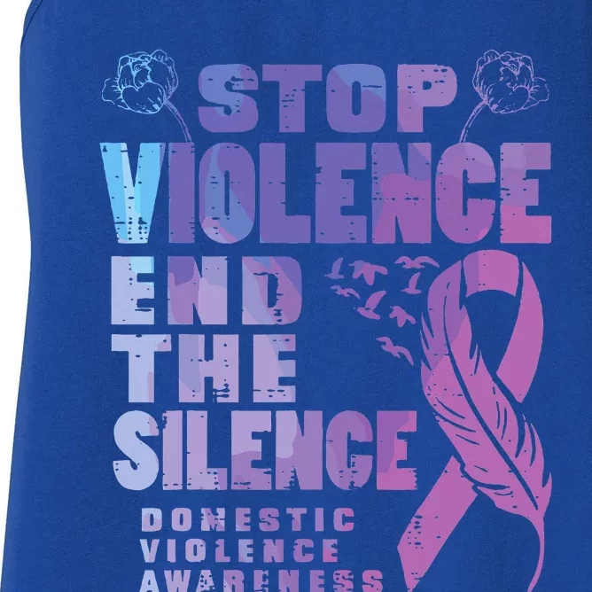 Stop Domestic Violence End Silence Awareness Women's Racerback Tank