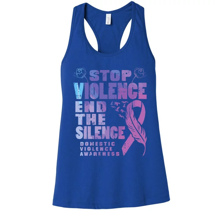 Stop Domestic Violence End Silence Awareness Women's Racerback Tank