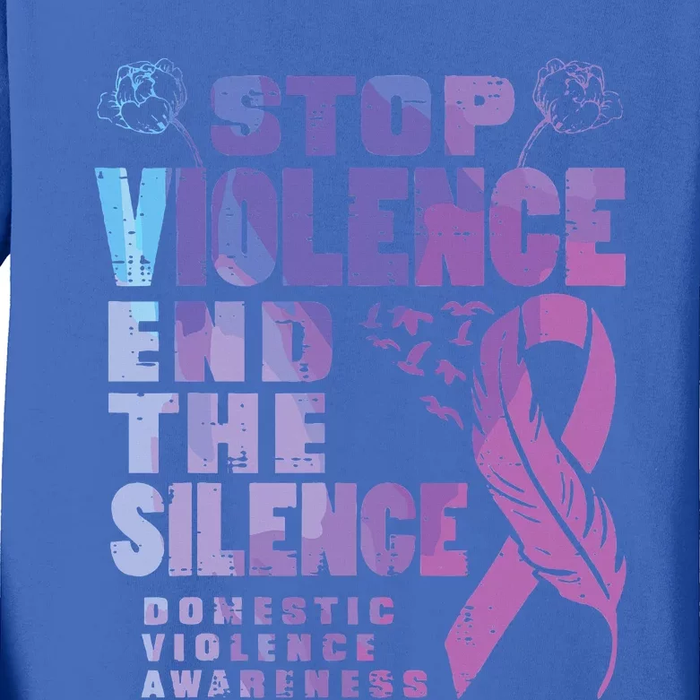 Stop Domestic Violence End Silence Awareness Kids Long Sleeve Shirt