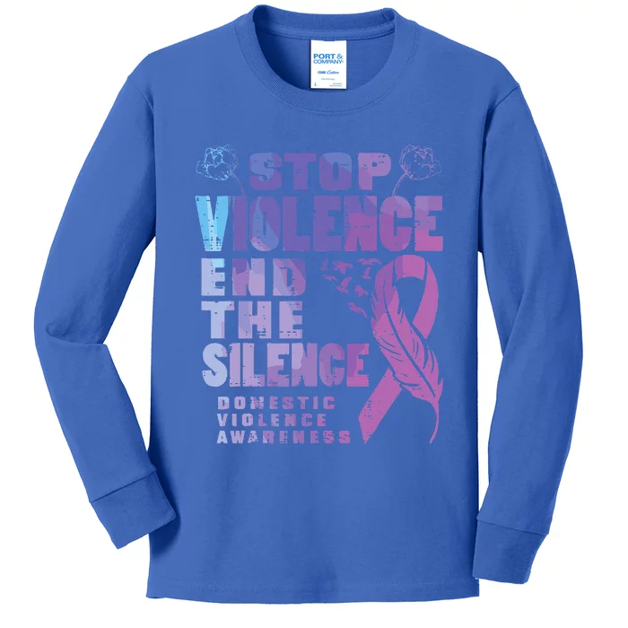 Stop Domestic Violence End Silence Awareness Kids Long Sleeve Shirt