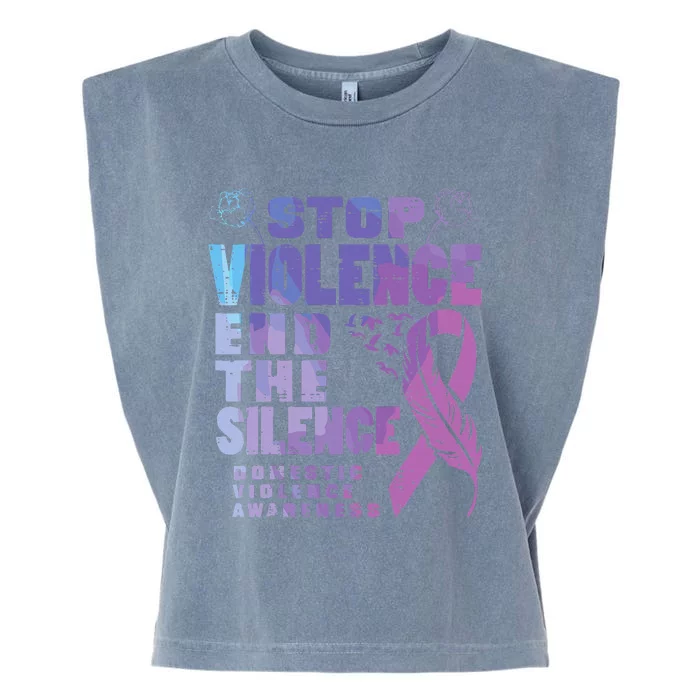 Stop Domestic Violence End Silence Awareness Garment-Dyed Women's Muscle Tee