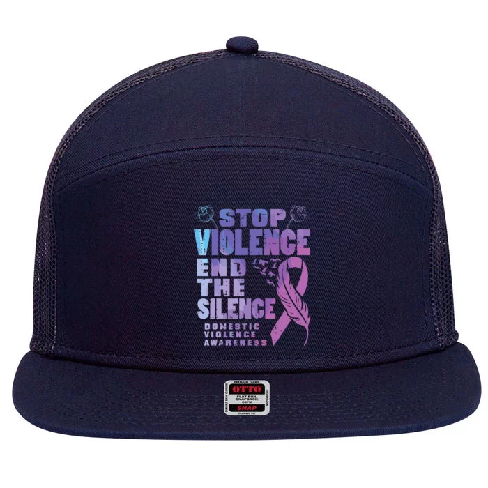 Stop Domestic Violence End Silence Awareness 7 Panel Mesh Trucker Snapback Hat