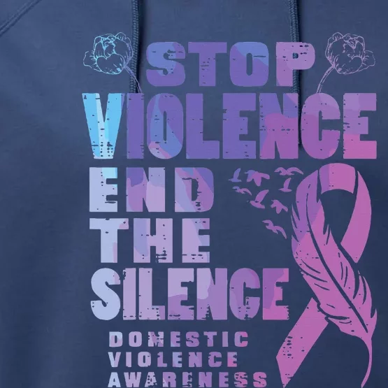 Stop Domestic Violence End Silence Awareness Performance Fleece Hoodie