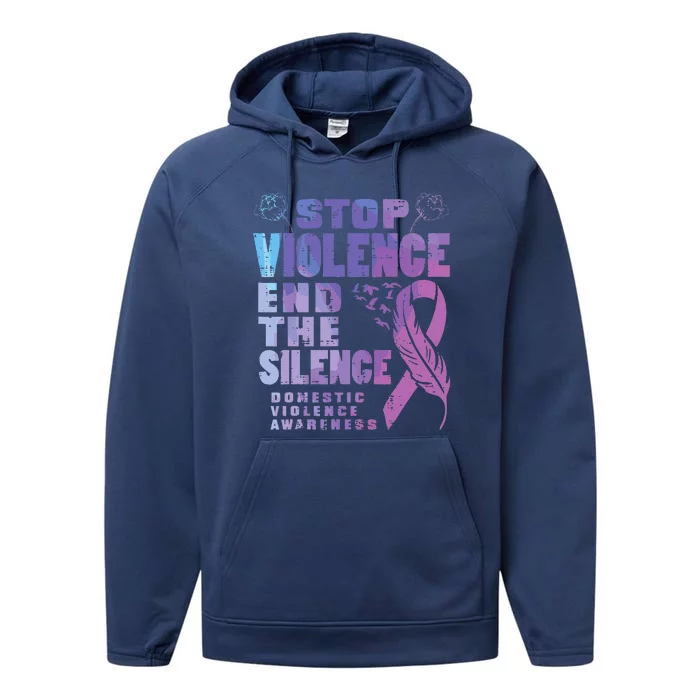 Stop Domestic Violence End Silence Awareness Performance Fleece Hoodie