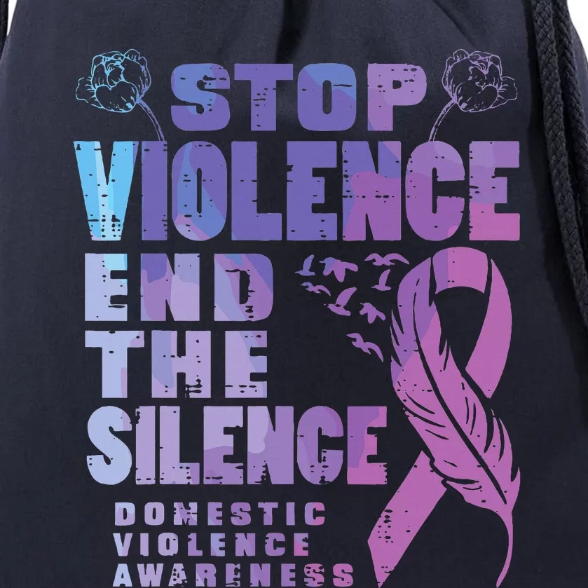 Stop Domestic Violence End Silence Awareness Drawstring Bag