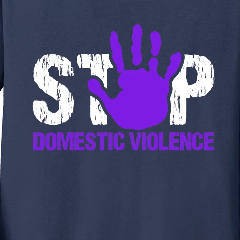 Stop Domestic Violence Awareness Kids Long Sleeve Shirt