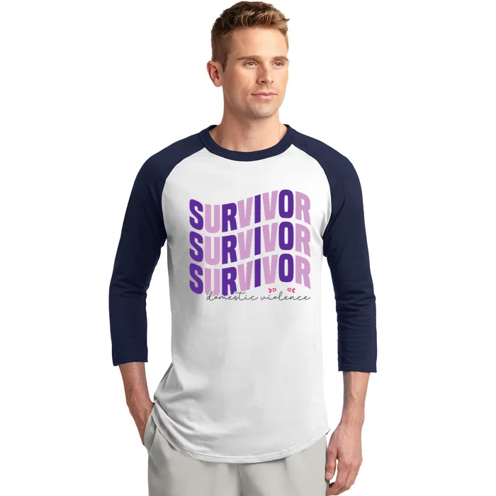 Survivor Domestic Violence Awareness Month 2024 Baseball Sleeve Shirt