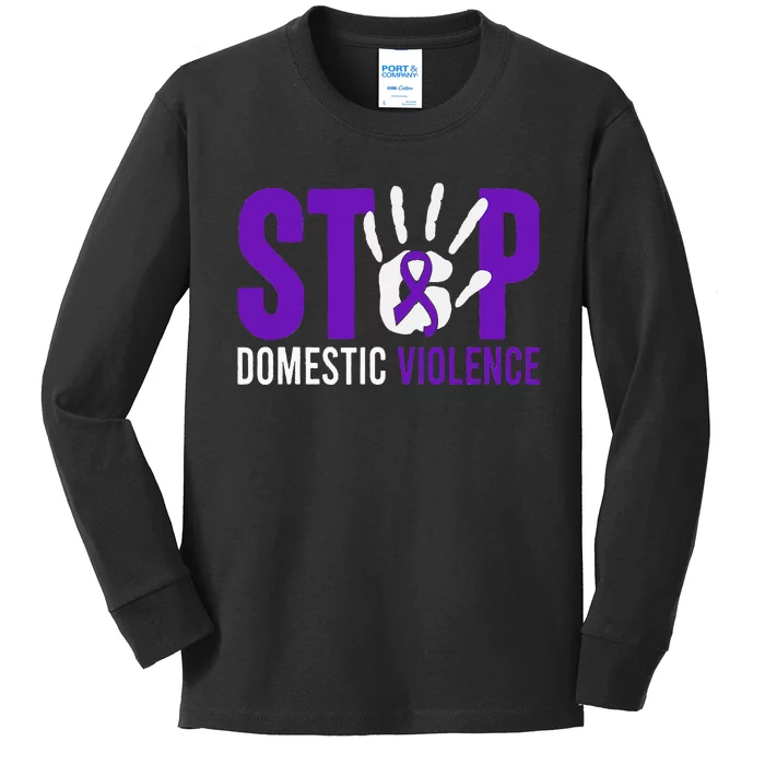 Stop Domestic Violence Awareness Domestic Violence Survivor Kids Long Sleeve Shirt