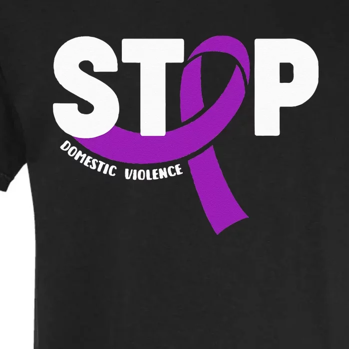 Stop Domestic Violence Awareness Purple Ribbon Garment-Dyed Heavyweight T-Shirt