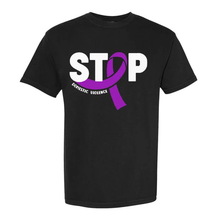 Stop Domestic Violence Awareness Purple Ribbon Garment-Dyed Heavyweight T-Shirt