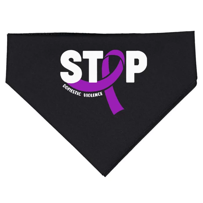 Stop Domestic Violence Awareness Purple Ribbon USA-Made Doggie Bandana