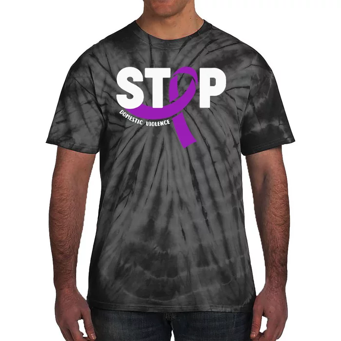 Stop Domestic Violence Awareness Purple Ribbon Tie-Dye T-Shirt