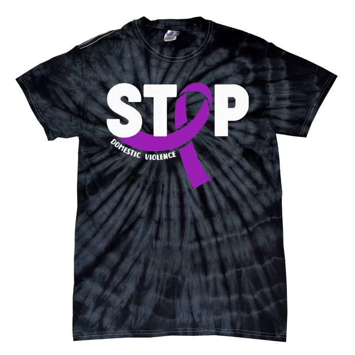 Stop Domestic Violence Awareness Purple Ribbon Tie-Dye T-Shirt