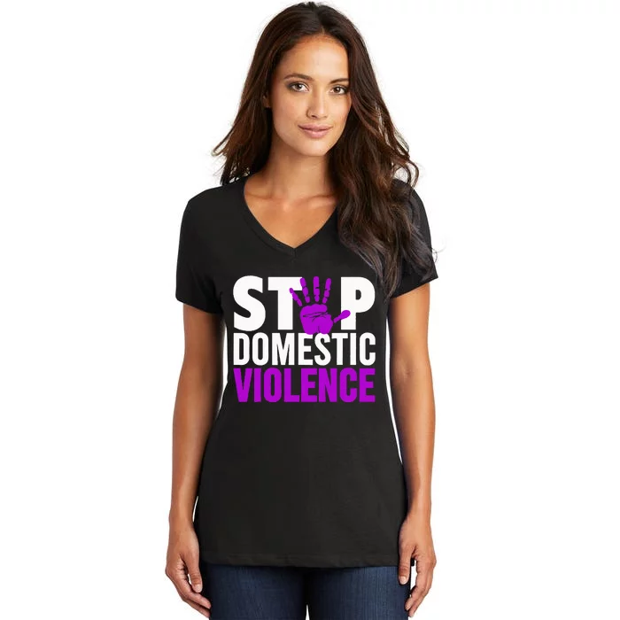 Stop Domestic Violence Domestic Violence Awareness Women's V-Neck T-Shirt