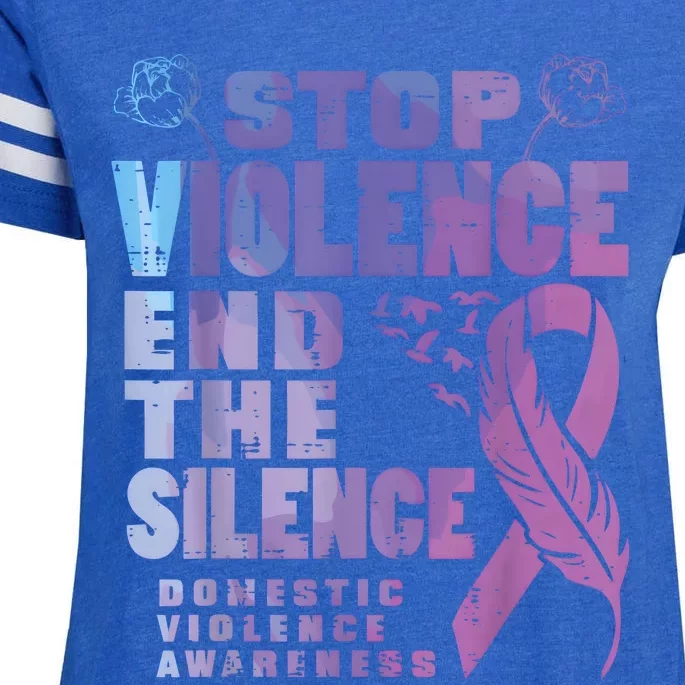 Stop Domestic Violence End Silence Awareness Enza Ladies Jersey Football T-Shirt