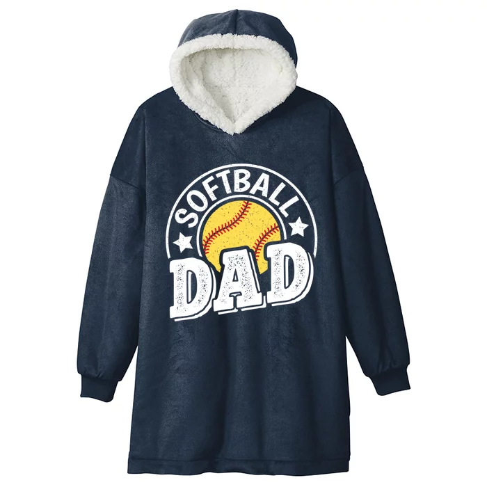 Softball Dad Vintage Softball Gift Hooded Wearable Blanket