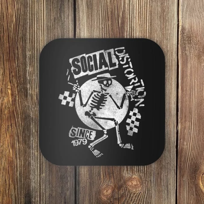 Social Distortion White Spray Skelly Coaster