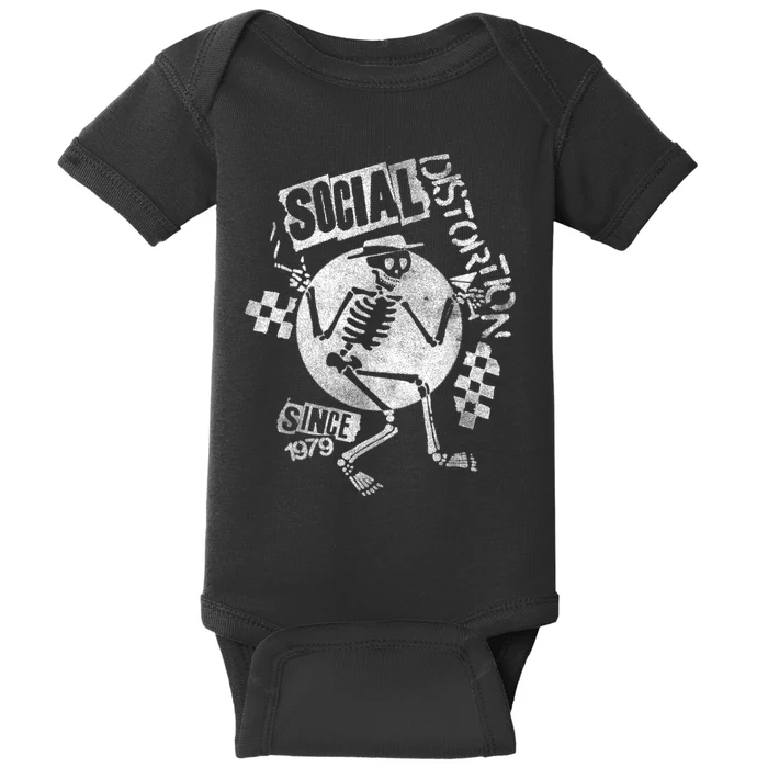 Social Distortion White Spray Skelly Baby Bodysuit