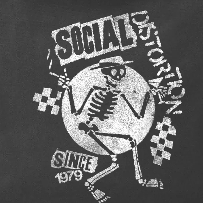 Social Distortion White Spray Skelly Zip Tote Bag