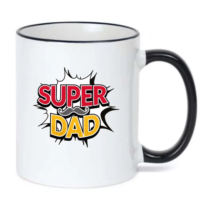 Super Dad With Moustache Fathers Day Black Color Changing Mug