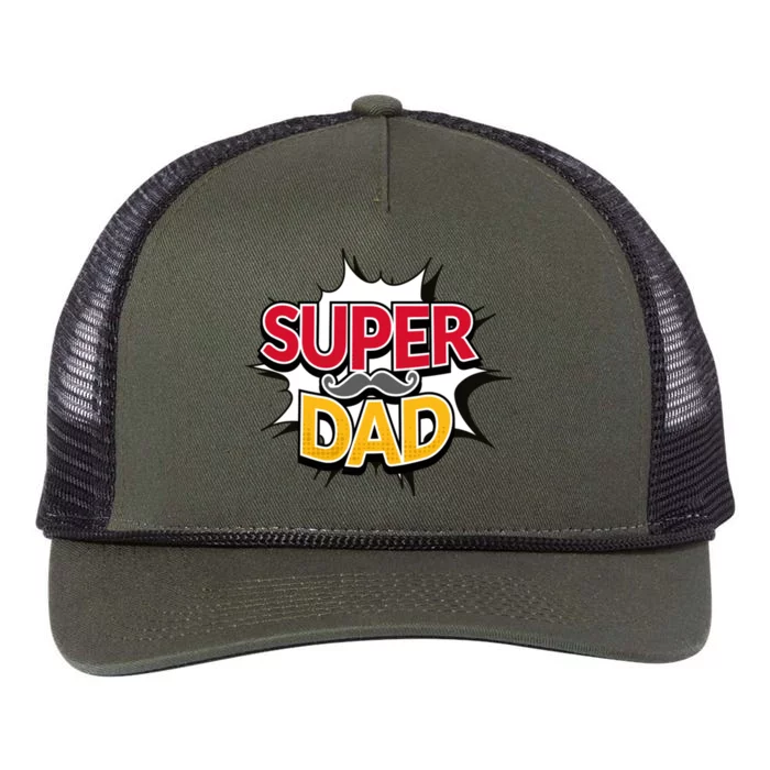 Super Dad With Moustache Fathers Day Retro Rope Trucker Hat Cap