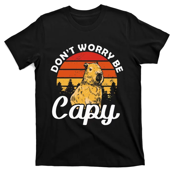 Sunset Dont Worry Be Capy Cute Capybara T-Shirt