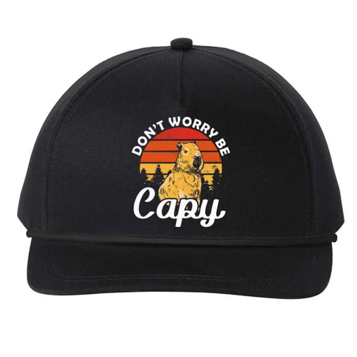 Sunset Dont Worry Be Capy Cute Capybara Snapback Five-Panel Rope Hat