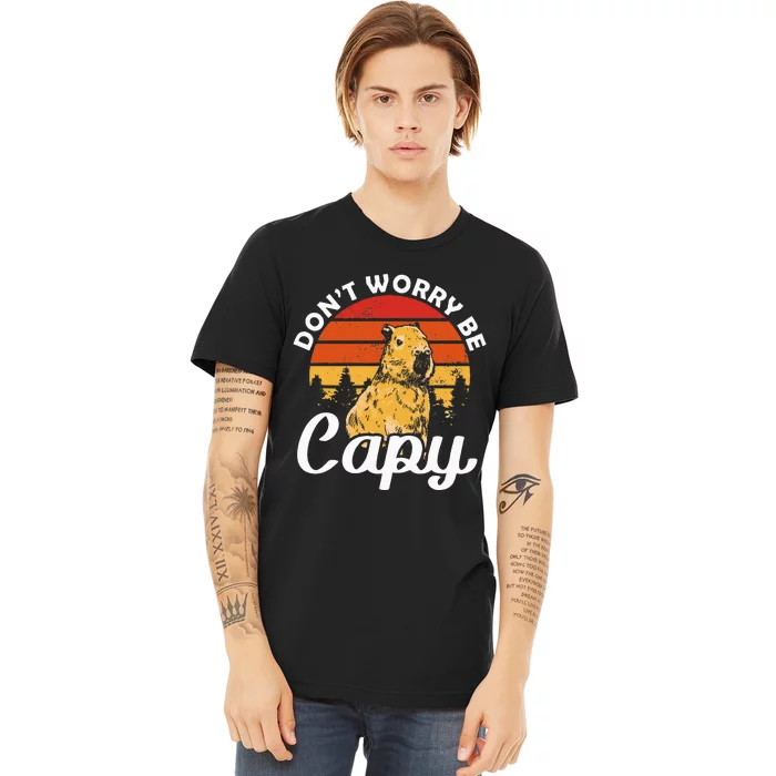 Sunset Dont Worry Be Capy Cute Capybara Premium T-Shirt