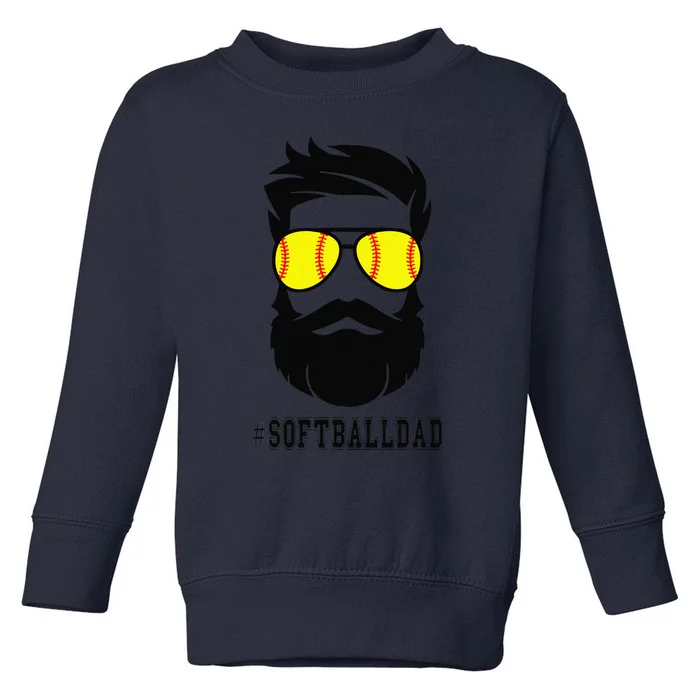 Softball Dad With Beard And Cool Sunglasses Toddler Sweatshirt