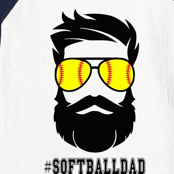 Softball Dad With Beard And Cool Sunglasses Baseball Sleeve Shirt