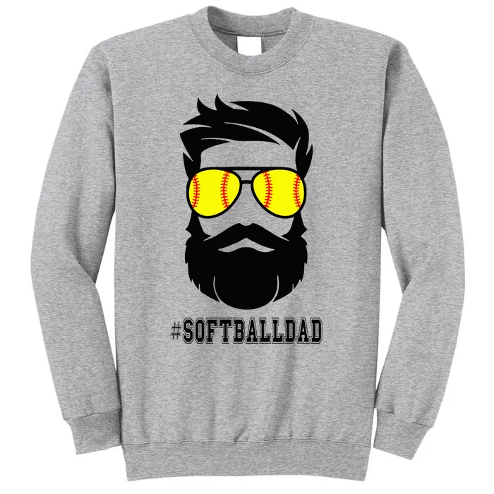 Softball Dad With Beard And Cool Sunglasses Tall Sweatshirt