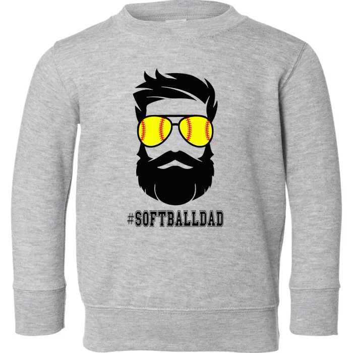 Softball Dad With Beard And Cool Sunglasses Toddler Sweatshirt