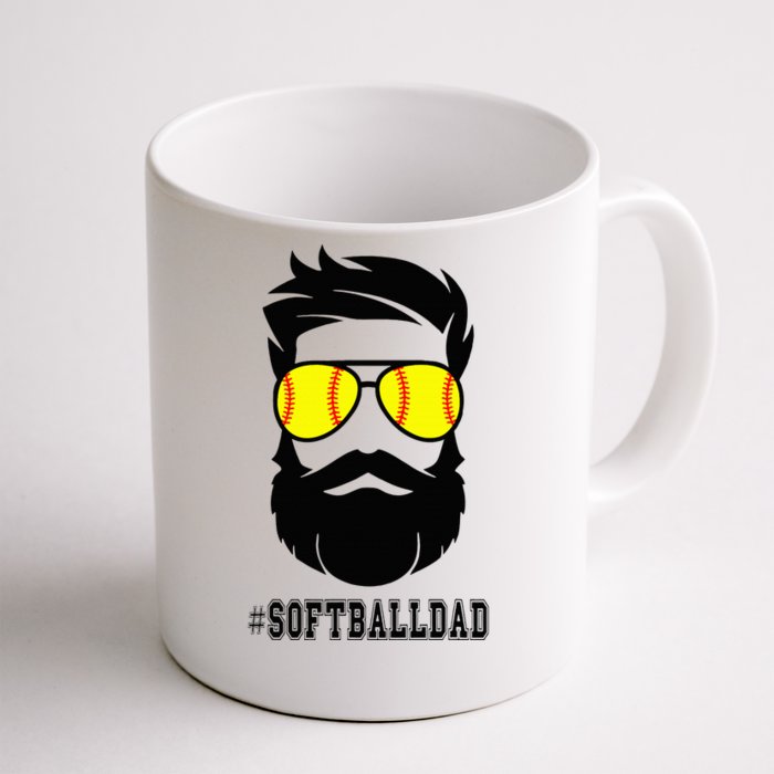 Softball Dad With Beard And Cool Sunglasses Front & Back Coffee Mug