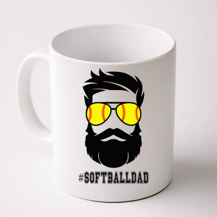 Softball Dad With Beard And Cool Sunglasses Front & Back Coffee Mug