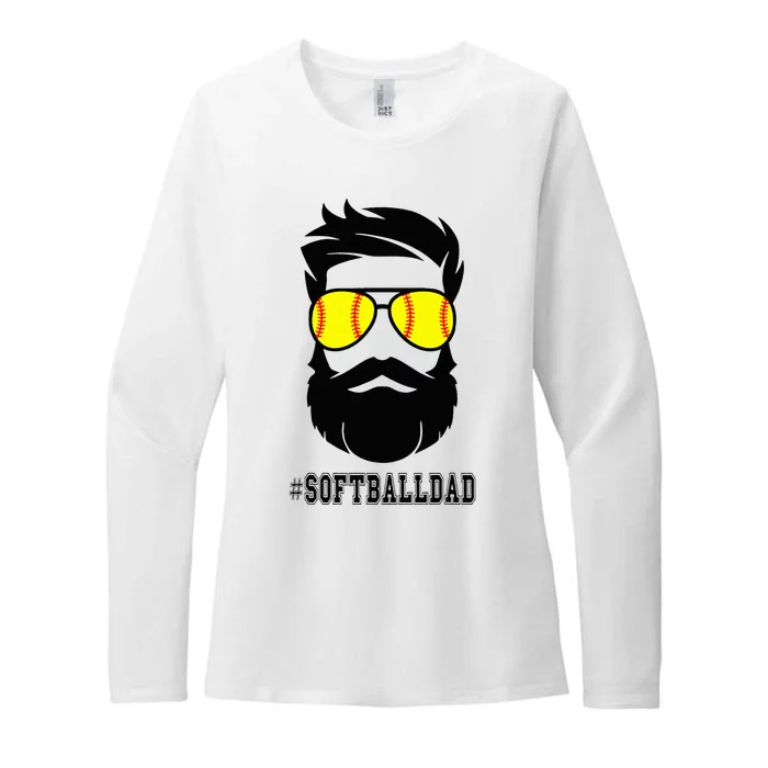 Softball Dad With Beard And Cool Sunglasses Womens CVC Long Sleeve Shirt