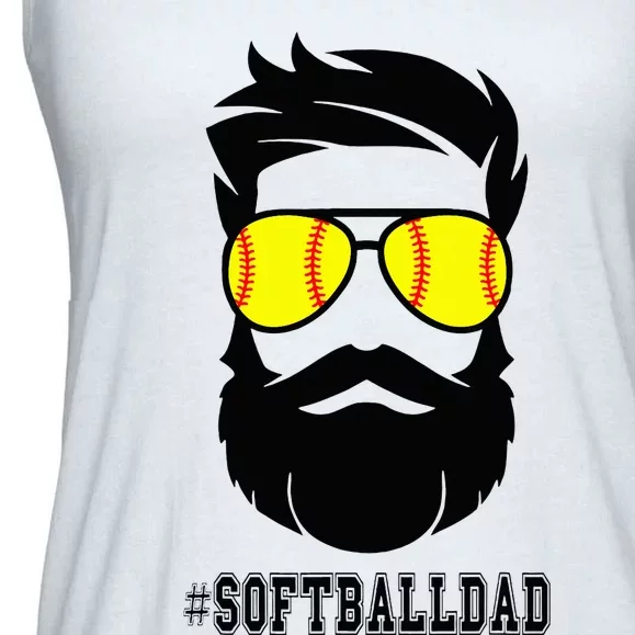 Softball Dad With Beard And Cool Sunglasses Ladies Essential Flowy Tank