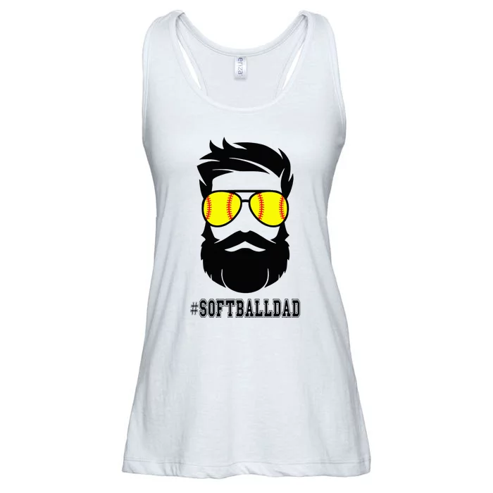 Softball Dad With Beard And Cool Sunglasses Ladies Essential Flowy Tank