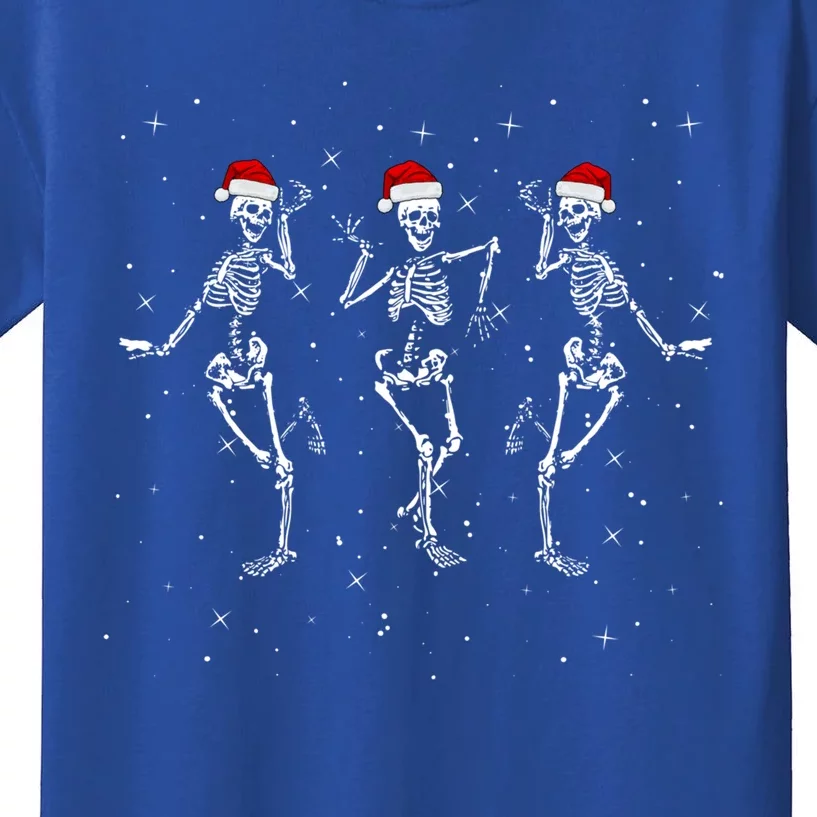 Skeletons Dancing With Xmas Hats Funny Christmas Skeleton Great Gift Kids T-Shirt