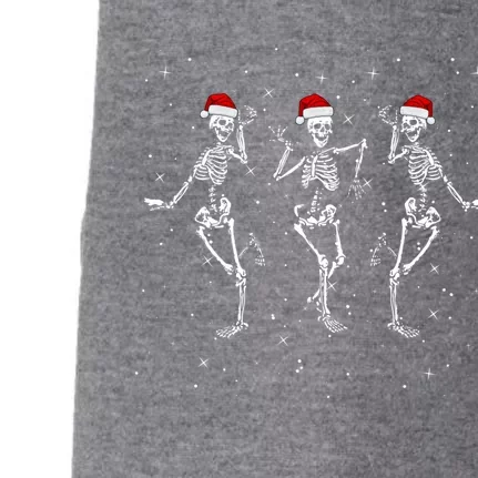 Skeletons Dancing With Xmas Hats Funny Christmas Skeleton Great Gift Doggie 3-End Fleece Hoodie