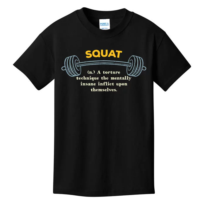 Squat Definition Workout Memes Gym Trending Fitness Kids T-Shirt