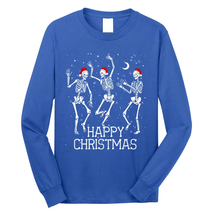 Skeletons Dancing With Xmas Hats Happy Christmas Skeleton Meaningful Gift Long Sleeve Shirt