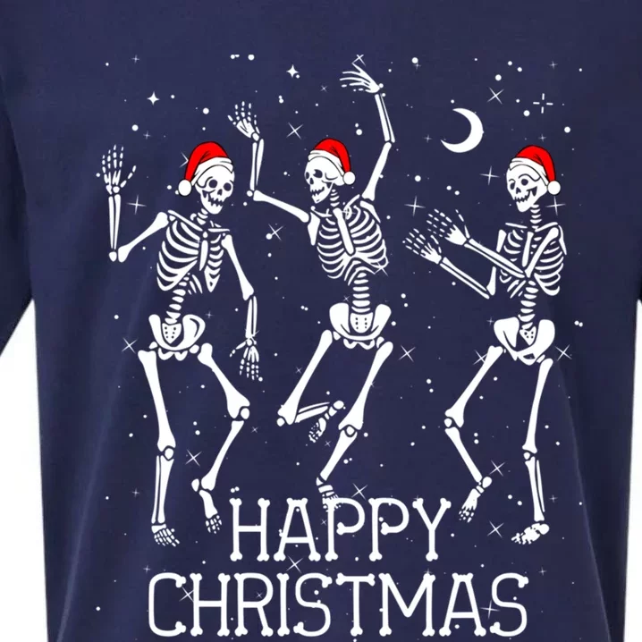 Skeletons Dancing With Xmas Hats Happy Christmas Skeleton Meaningful Gift Sueded Cloud Jersey T-Shirt