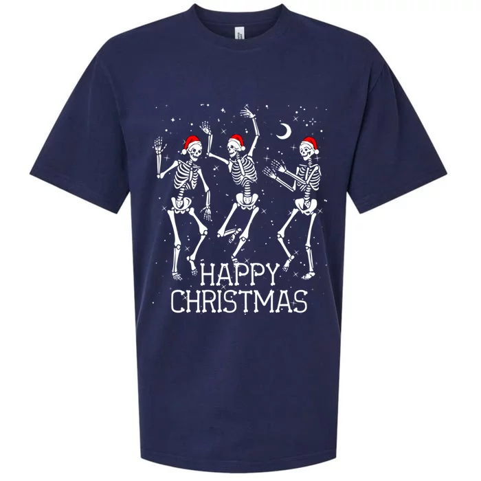 Skeletons Dancing With Xmas Hats Happy Christmas Skeleton Meaningful Gift Sueded Cloud Jersey T-Shirt