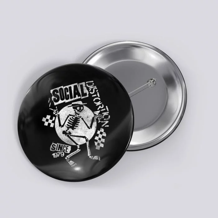 Social Distortion White Spray Skelly Button