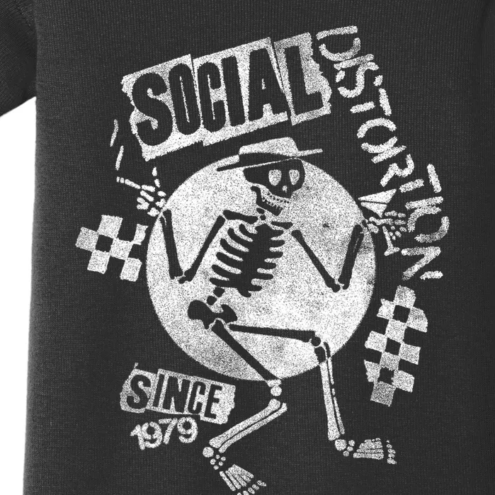 Social Distortion White Spray Skelly Baby Bodysuit