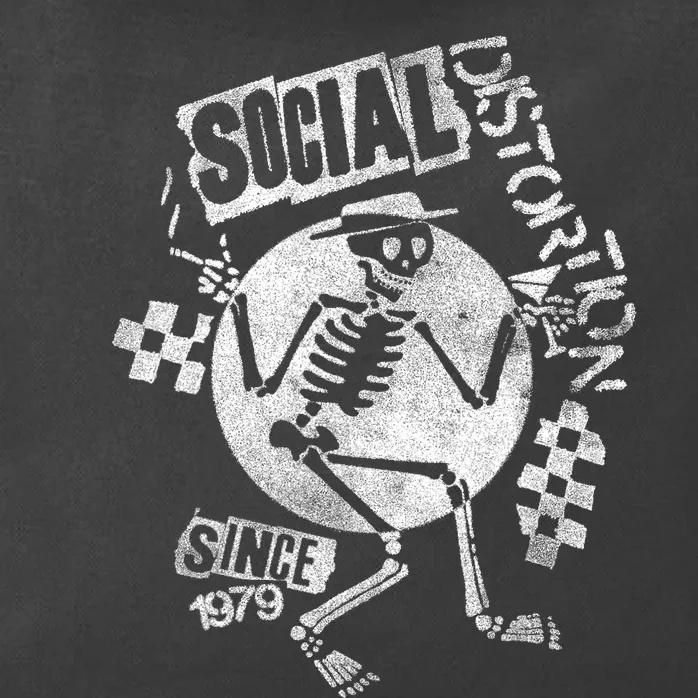 Social Distortion White Spray Skelly Zip Tote Bag