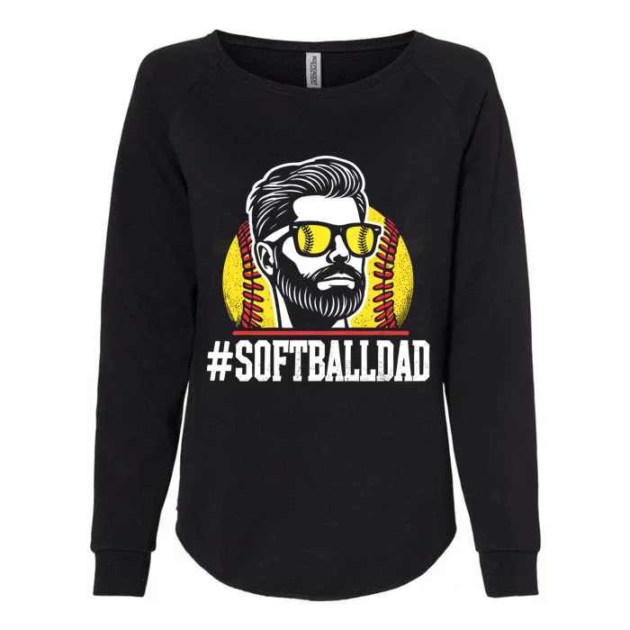 Softball Dad With Beard And Sunglasses Gift Womens California Wash Sweatshirt